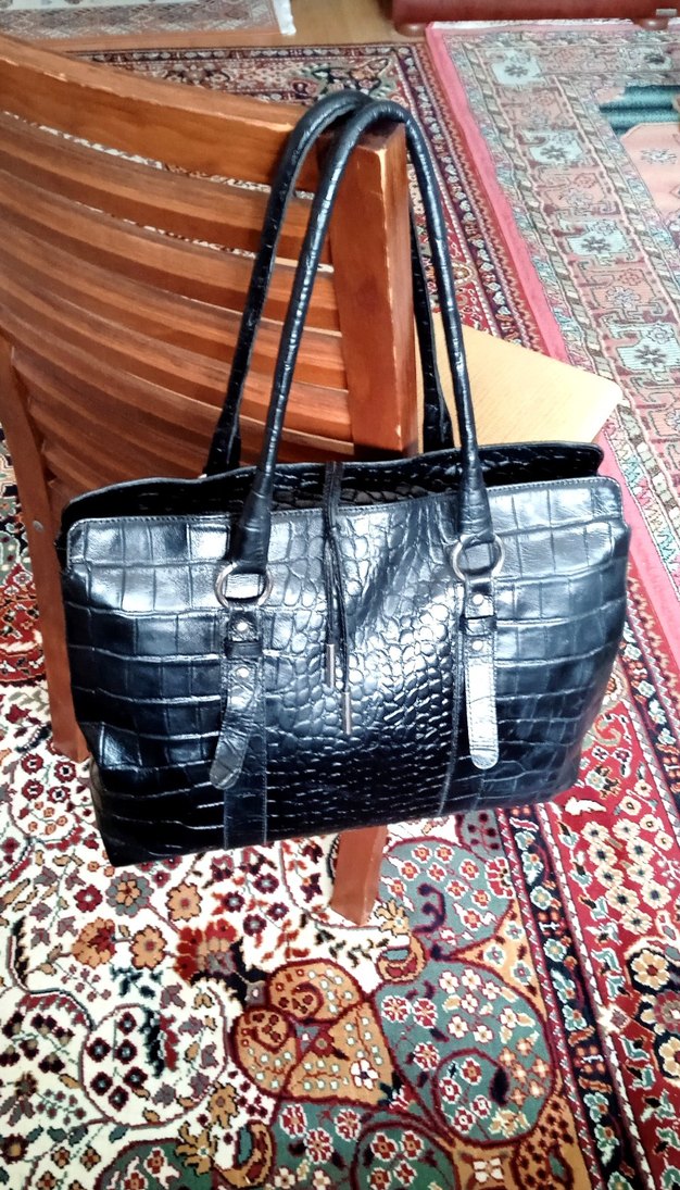 ERKON MARKA KROKODİL DESENLİ GERÇEK HAKİKİ DERİ ÇANTA - Görsel 3