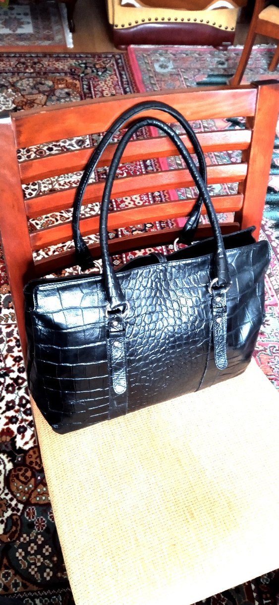 ERKON MARKA KROKODİL DESENLİ GERÇEK HAKİKİ DERİ ÇANTA - Görsel 2
