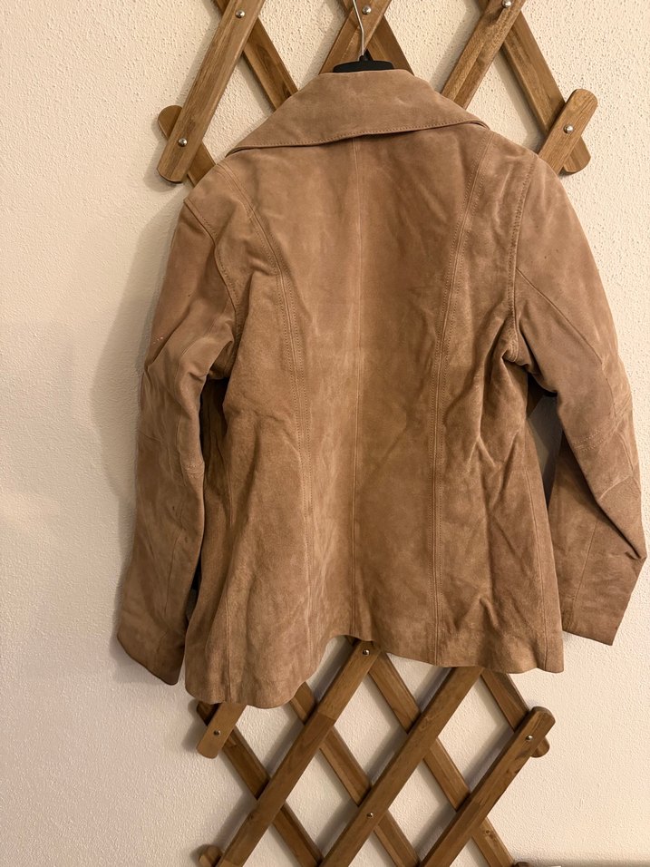 Bej Süet Kadın Ceket Mini Kesim - Görsel 4