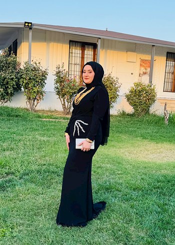 Drapeli Siyah Tesettür Kadın Takım - Görsel 3