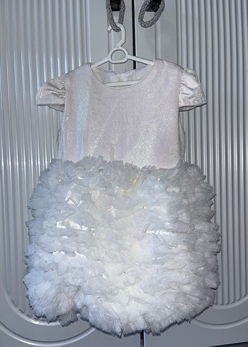 Beyaz Dantel Detaylı Kız Çocuk Elbise - Görsel 2