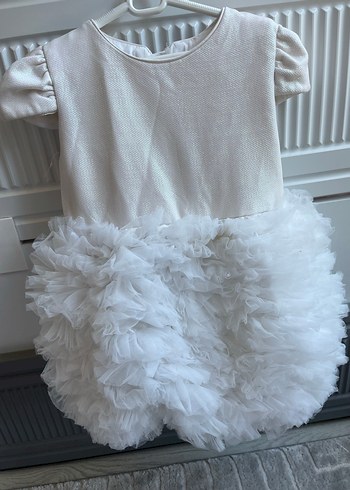 Beyaz Dantel Detaylı Kız Çocuk Elbise - Görsel 4