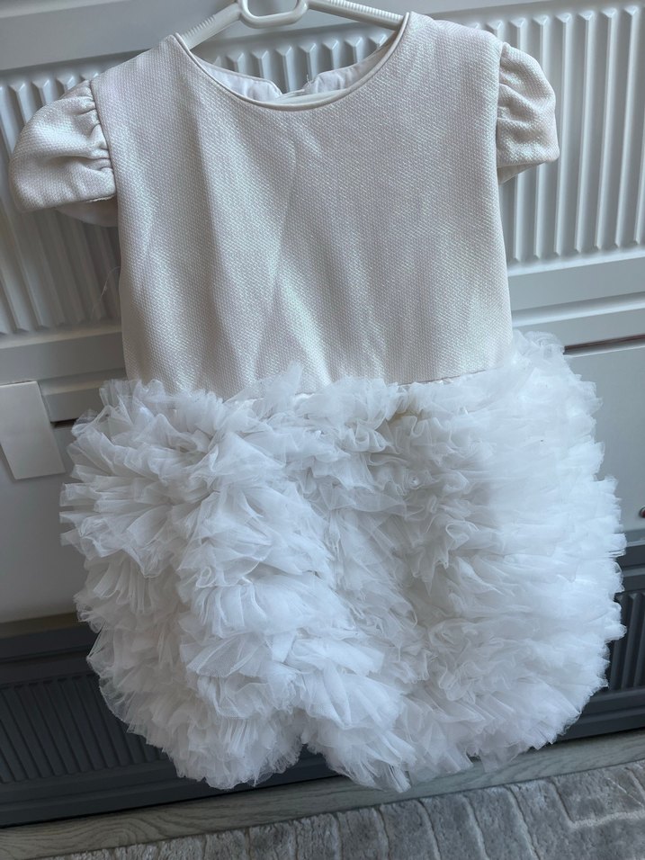 Beyaz Dantel Detaylı Kız Çocuk Elbise - Görsel 4