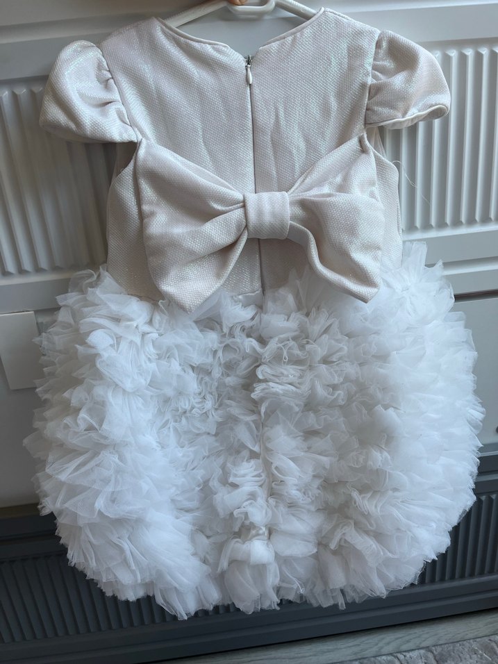 Beyaz Dantel Detaylı Kız Çocuk Elbise - Görsel 5