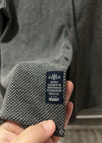 Gri Düğmeli Erkek Uzun Kollu Gömlek - Görsel 4