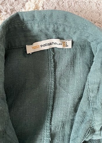 Düğmeli Mavi Çizgili Keten Gömlek - Görsel 8