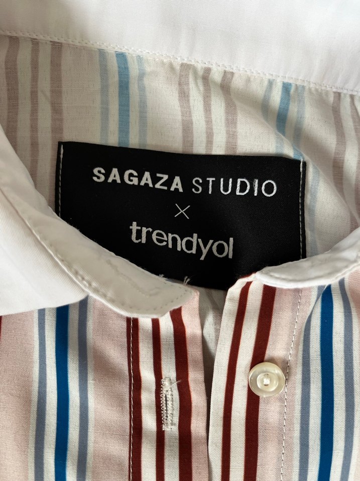 Düğmeli, Uzun Kollu, Çok Renkli Kadın Gömlek - Görsel 3