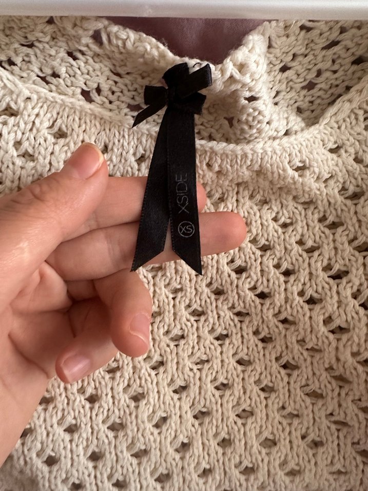 Kadın Beyaz Örgü Bohem Kazak - Görsel 3