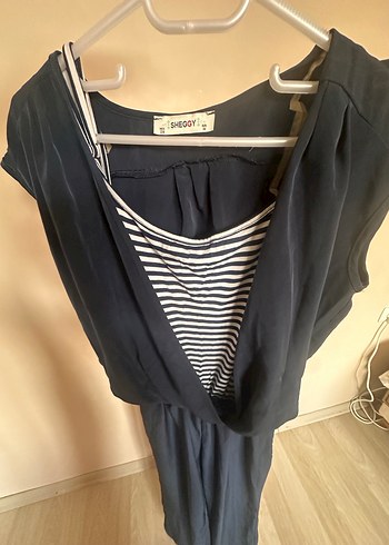 Koyu Lacivert Drapeli tulum - Görsel 2