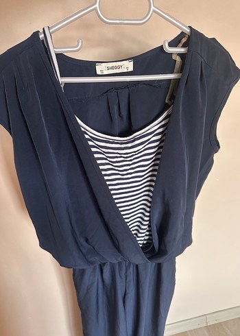 Koyu Lacivert Drapeli tulum - Görsel 3