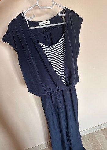 Koyu Lacivert Drapeli tulum - Görsel 6