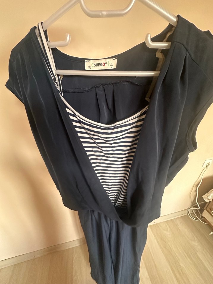 Koyu Lacivert Drapeli tulum - Görsel 2