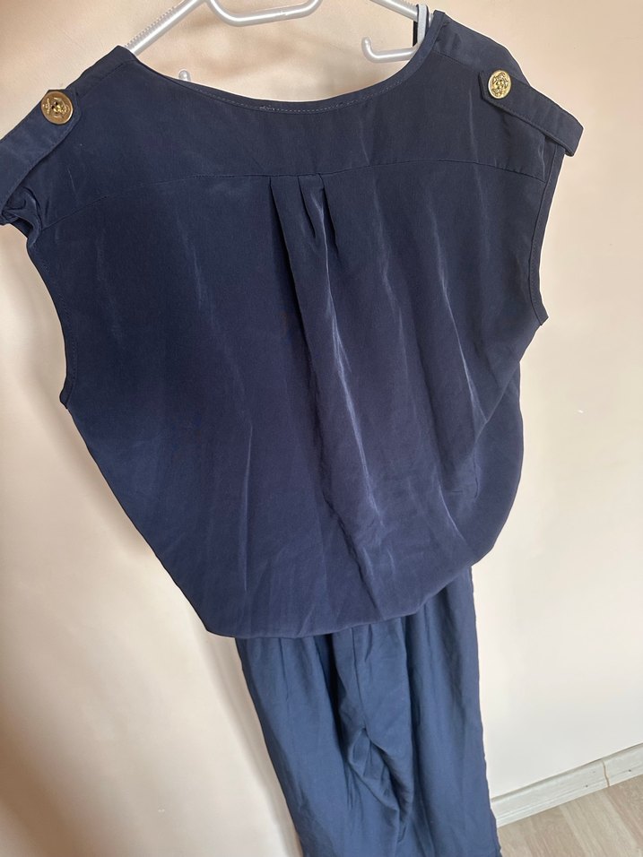 Koyu Lacivert Drapeli tulum - Görsel 5