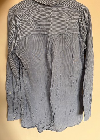 Gri Düğmeli Keten Kadın Gömlek - Görsel 2