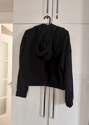 Siyah Kapüşonlu Kadın Sweatshirt - Görsel 2