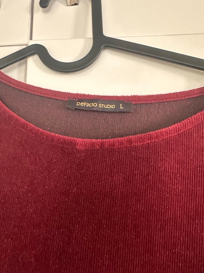 Bordo Kadın Midi Elbise, Uzun Kollu, Düğmeli - Görsel 2