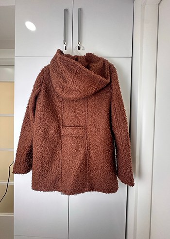 Kahverengi Kapüşonlu Kadın Midi Ceket - Görsel 2