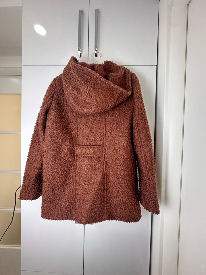 Kahverengi Kapüşonlu Kadın Midi Ceket - Görsel 2