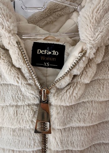 Bej Kadın Peluş Kapüşonlu Ceket - Görsel 3