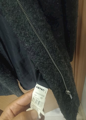 40 Beden gri Renk Koyu Gri Kısa Kaban