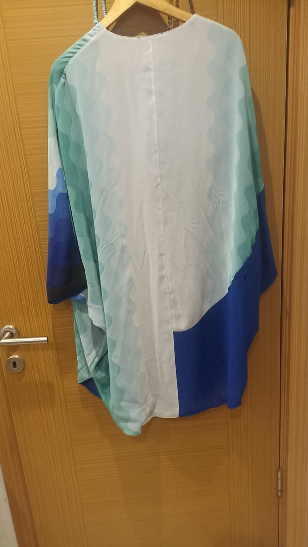 Mavi Bağlama Desenli Uzun pareo - Görsel 2