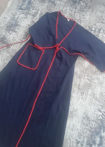 Koyu Mavi Uzun Salaş Kadın Sabahlık - Görsel 2