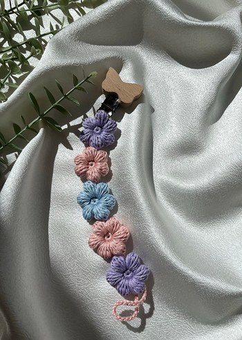 Pastel Renkli Çiçekli Emzik Askısı