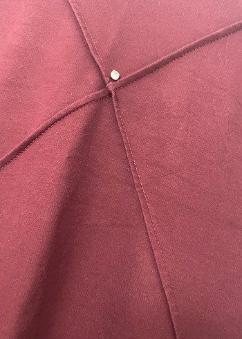 Düğmeli Bordo Kadın Tunik, Uzun Kollu - Görsel 3