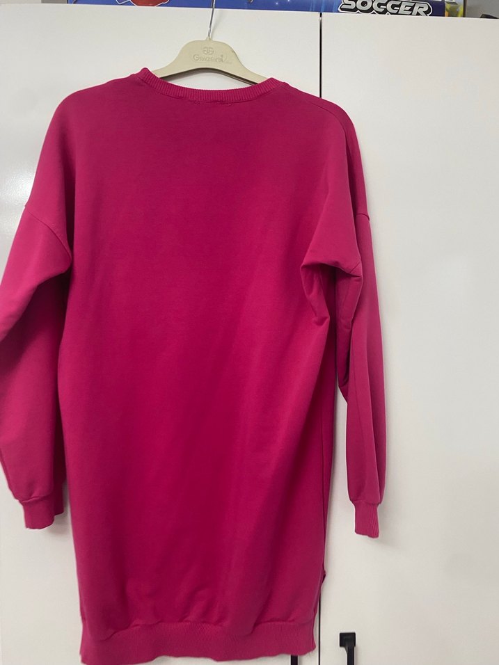 Pembe Renkli Mini Oversize Sweatshirt - Görsel 2