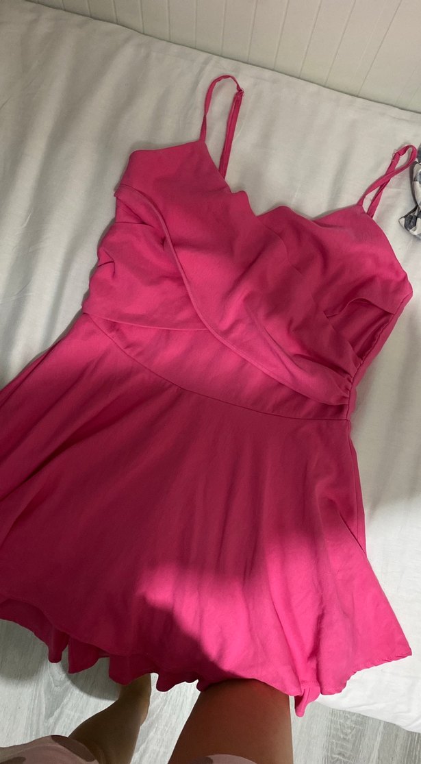 Pembe V Yakalı Keten Kadın Tulum - Görsel 4