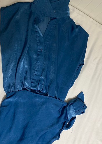 Mavi Denim Düğmeli Kadın elbisesi - Görsel 3