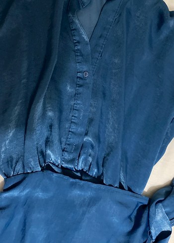 Mavi Denim Düğmeli Kadın elbisesi - Görsel 4