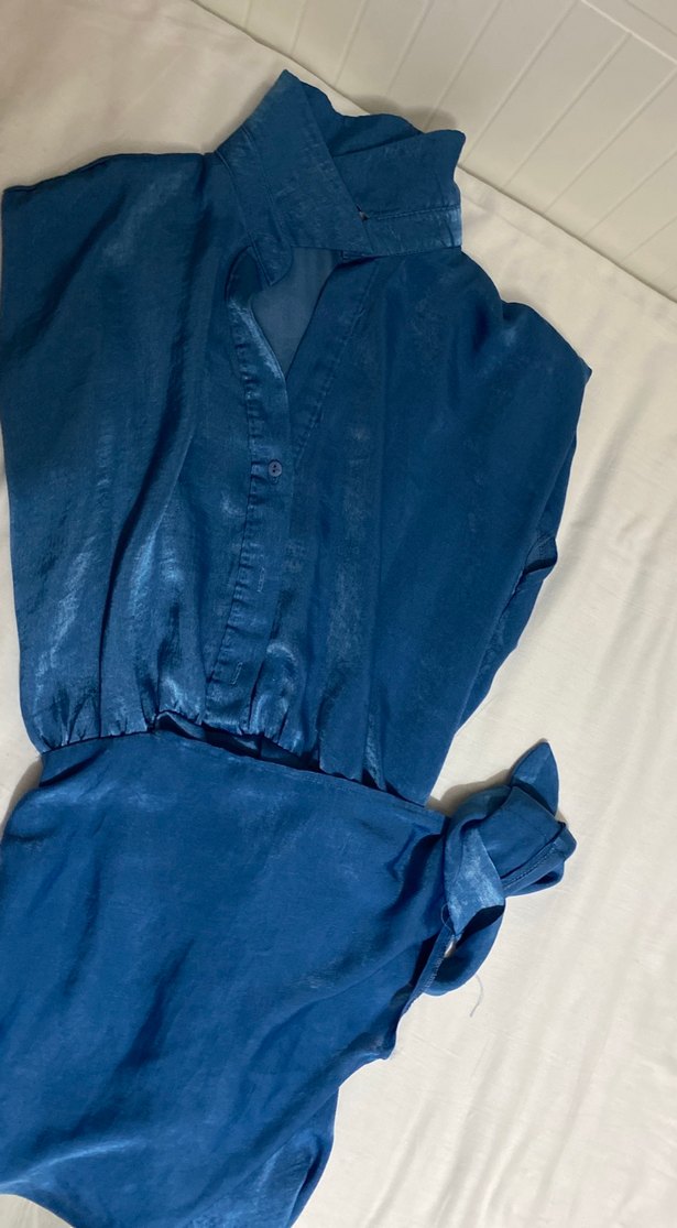 Mavi Denim Düğmeli Kadın elbisesi - Görsel 3