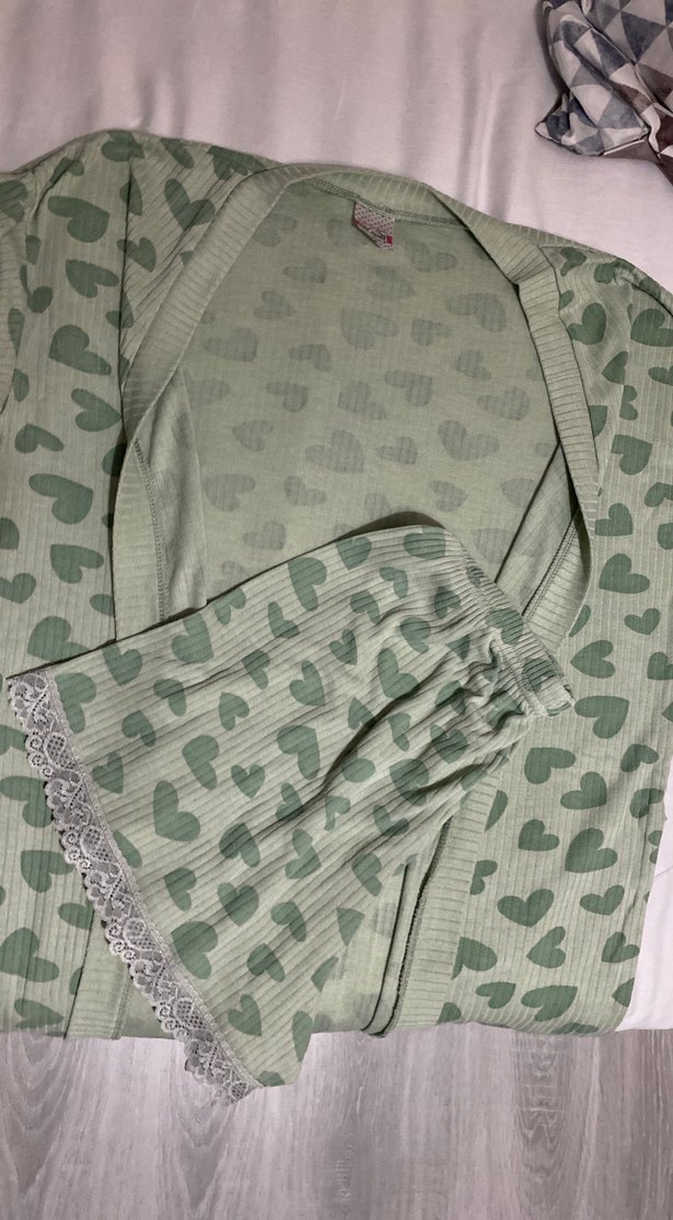 Yeşil Bohem Kısa Kollu Mini Pijama Takımı - Görsel 2