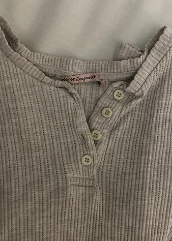 Düğmeli Bej Pijama Takımı - Görsel 2