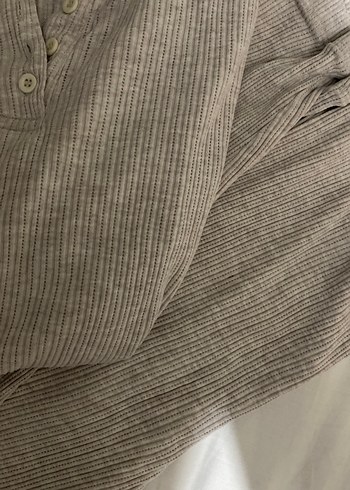 Düğmeli Bej Pijama Takımı - Görsel 4