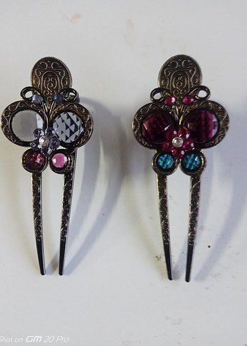 Renkli Boncuklu Vintage Cam Saç Tokaları - Görsel 5