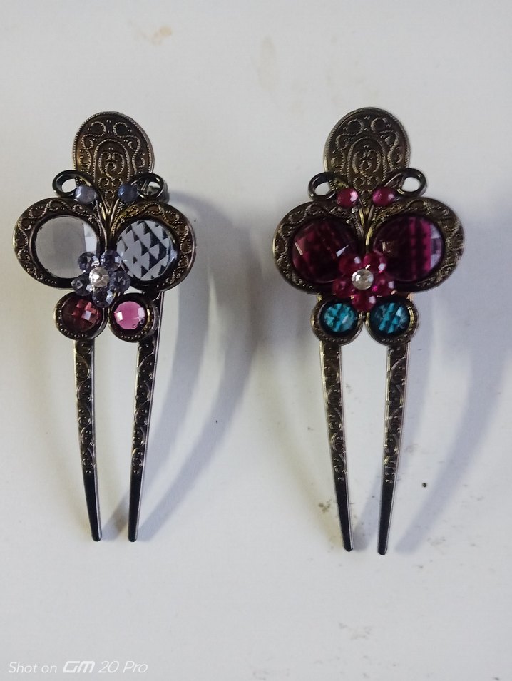 Renkli Boncuklu Vintage Cam Saç Tokaları - Görsel 5