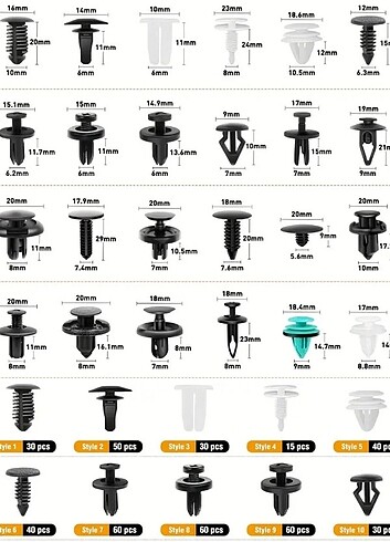 Araç klipsleri 845 parça - Görsel 5