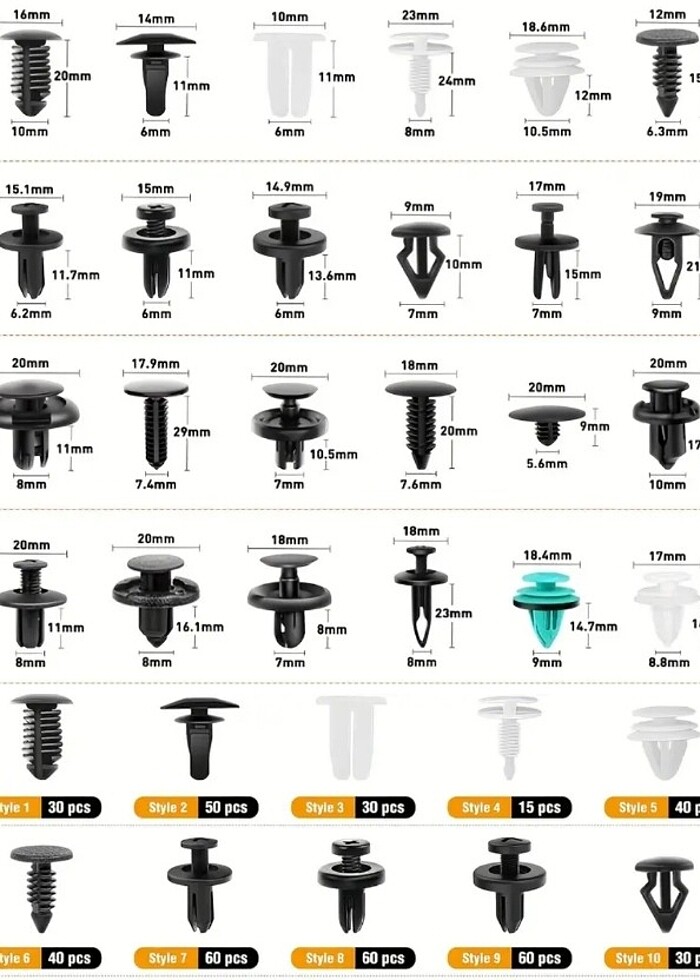 Araç klipsleri 845 parça - Görsel 5