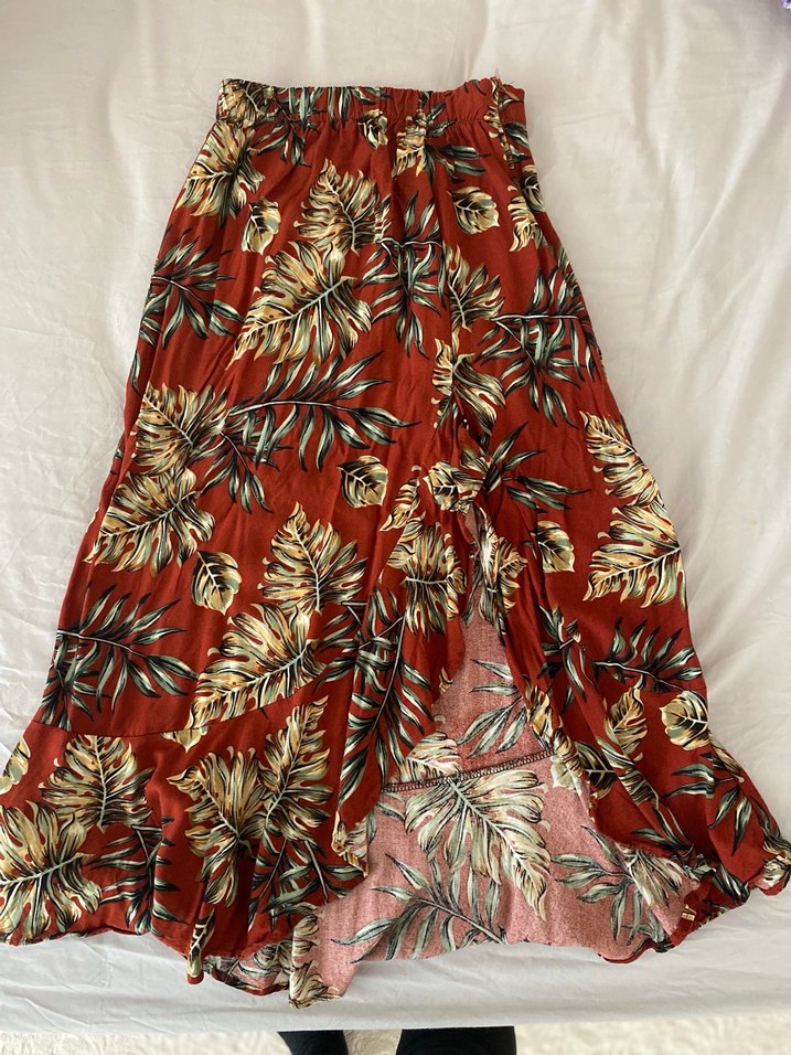 Kırmızı Bohem Desenli Uzun Etek - Görsel 2