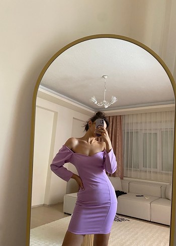 Mor Straplez Mini Elbise - Görsel 2