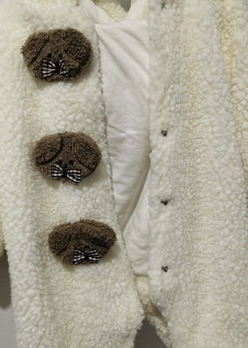 Bebek Beyaz Kürklü Nakışlı Tulumu - Görsel 2