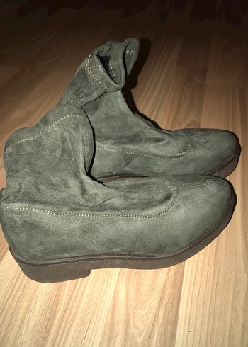 Kadın Haki Süet Dolgu Topuklu Bot - Görsel 4