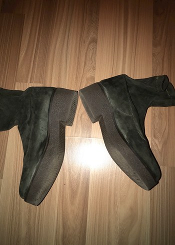 Kadın Haki Süet Dolgu Topuklu Bot - Görsel 7