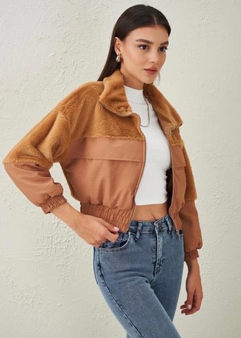 Kahverengi Tüylü Süet Kısa Ceket - Görsel 2