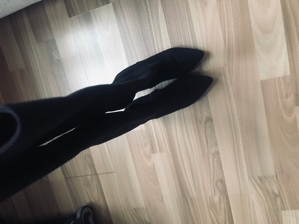 Siyah Süet Dizüstü Stiletto Topuklu Çizme - Görsel 5