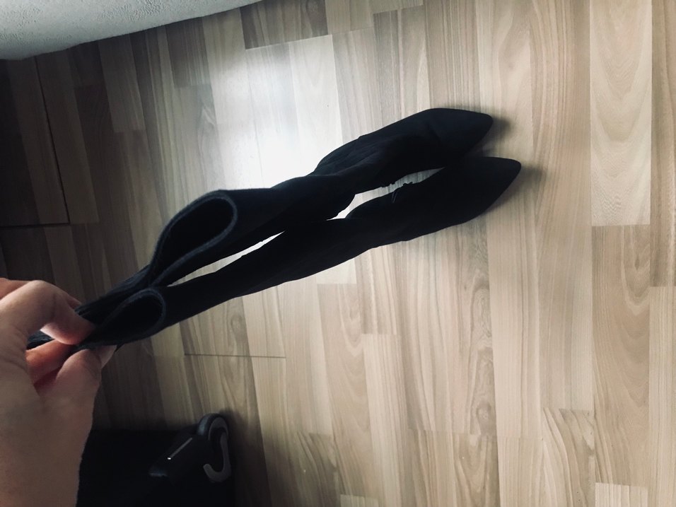 Siyah Süet Dizüstü Stiletto Topuklu Çizme - Görsel 3