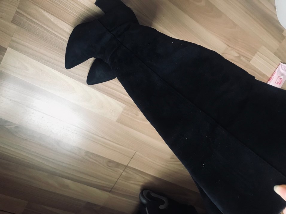 Siyah Süet Dizüstü Stiletto Topuklu Çizme - Görsel 4