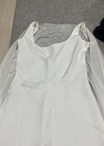 Eyyo Beyaz Transparan Uzun Kollu Mini tulum - Görsel 6